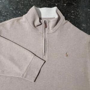 Polo Ralph Lauren Estate Rib Knit Quarter Zip Flesh Pony Sweater Preppy Mens XXL